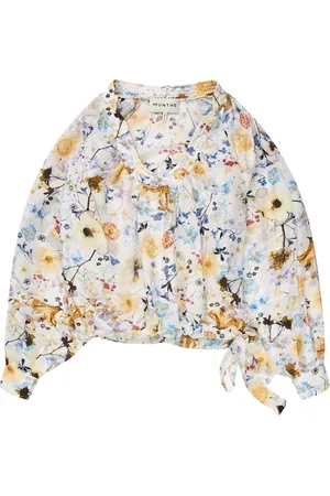 Munthe Blouses & Shirts, Dames, Veelkleurig, XL, Leer, Elegante blouse van zijdemix met bloemenprint