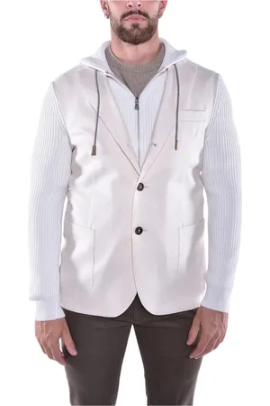 ELEVENTY Jassen, Heren, , S, Wol, Wollen jas met afneembaar vest met capuchon