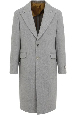 Etro Mantels, Heren, Grijs, L, Wol, Luxueuze Grijs Enkelrijige Jas
