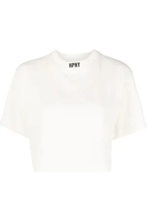 Heron Preston Tops, Dames, Wit, L, Katoen, Logo Cropped T-Shirt