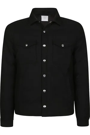 ELEVENTY Jassen, Heren, Zwart, 2Xl, Wol, 14 Micron Wool Overshirt Jacket