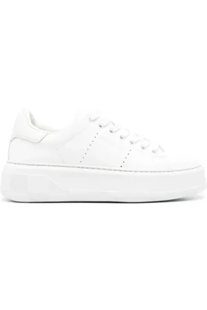Woolrich Schoenen, Dames, Wit, 38 EU, Leer, Witte Sneakers met Geperforeerde Details