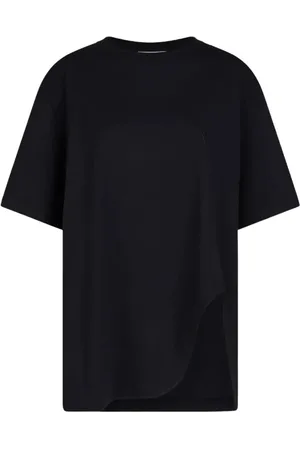 The Attico Tops, Dames, Zwart, XS, Katoen, Zwarte katoenen T-shirt met V-hals