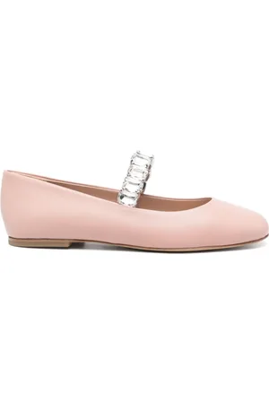 Casadei Schoenen, Dames, Roze, 37 EU, Leer, Roze Ballerina`s met Kristallen Bandje