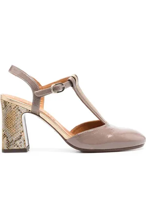 Chie Mihara Schoenen, Dames, Bruin, 38 EU, Leer, Taupe Bruine Blokhak Enkelband Pumps