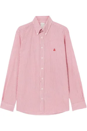 Brooks Brothers Overhemden, Heren, Rood, L, Katoen, Slim Fit gestreept seersucker overhemd met knoopsluiting