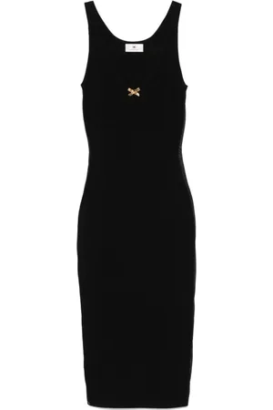 Elisabetta Franchi Kleedjes, Dames, Zwart, XL, Tule, Tulle Gebreide Jurk