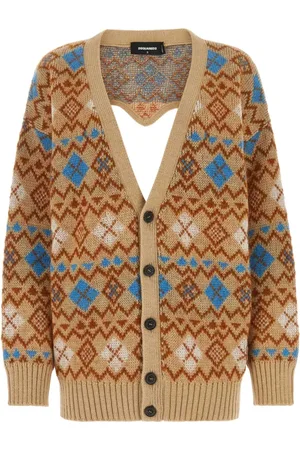 Dsquared2 Truien, Dames, Veelkleurig, M, Wol, Geborduurde Cardigan van Wolmix