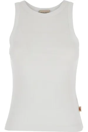 SEMICOUTURE Tops, Dames, Wit, S, Katoen, Geribbelde katoenen top
