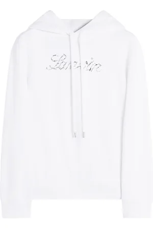 Lanvin Sweatshirts & Hoodies, Dames, Wit, S, Katoen, Hoodie met geborduurd manuscriptlogo