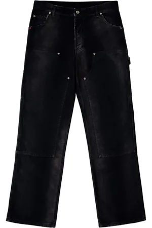 Heron Preston Broeken, Heren, Zwart, M, Distressed Canvas Navy Trainingsbroeken