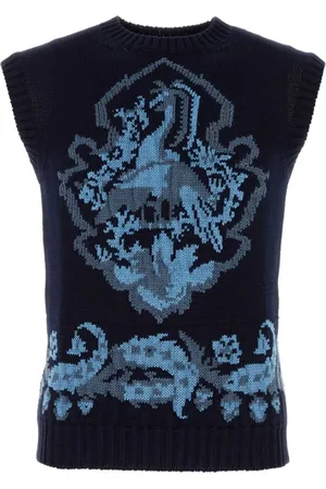 Etro Truien, Heren, Blauw, L, Katoen, Stijlvol Donkerblauw Katoenen Vest