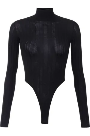 Elisabetta Franchi Tops, Dames, Zwart, XS, Katoen, Zwarte Geribbelde Top met Hoge Hals