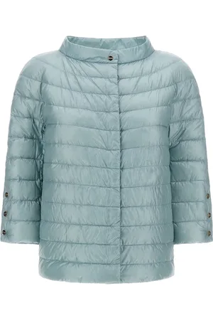 HERNO Jassen, Dames, Blauw, M, Heldere Blauwe Jas met Krater Kraag