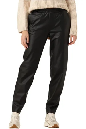 Dante 6 Broeken, Dames, Zwart, M, Faux Leather Chino Broek