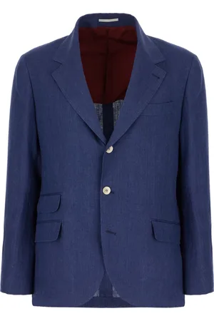 Brunello Cucinelli Jassen, Heren, Blauw, M, Linnen, Cavallo Blazer