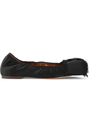 Lanvin Schoenen, Dames, Zwart, 36 EU, Leer, Bow Zwarte Zijden Ballerina`s