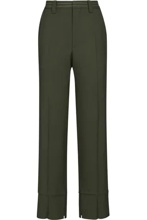 Marni Broeken, Dames, Groen, S, Wol, Rechte Pijp Wollen Broek
