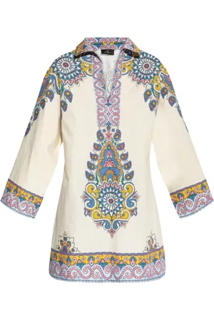 Etro Blouses & Shirts, Dames, Veelkleurig, S, Katoen, V-hals Tuniek
