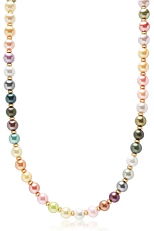 Nialaya Accessoires, Heren, Geel, S, Pastelkleurige Parelketting met Goud