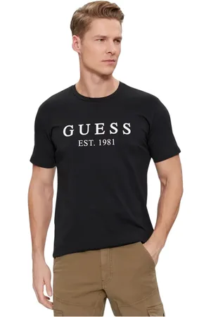 Guess Tops, Heren, Zwart, M, Katoen, Stretch Katoenen T-Shirt