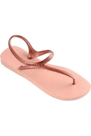 Havaianas Schoenen, Dames, Roze, 35 EU, Bronze Logo Detail Flat Sandalen