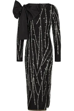 Bruuns Bazaar Kleedjes, Dames, Grijs, S, Polyester, Elegante Daffibbkeiras Zwart Zilveren Jurk