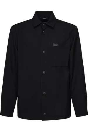 FAY Jassen, Heren, Blauw, 2Xl, Wol, Blauwe Overhemdjasje voor Mannen