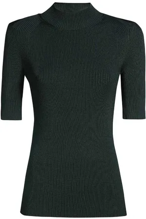 Stella McCartney Truien, Dames, Groen, S, Geribbelde Viscosemix Top