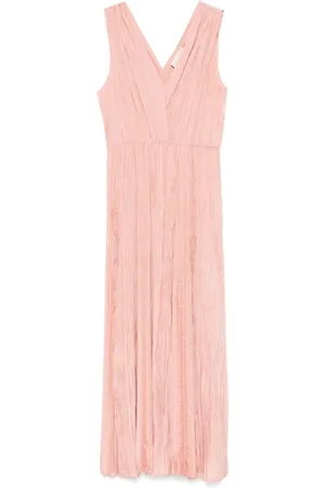 FORTE FORTE Kleedjes, Dames, Roze, M, V-hals Jurk met Keyhole Detail