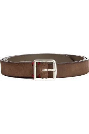 ELEVENTY Accessoires, Heren, Bruin, 95 CM, Suède, Duifgrijs suède handgemaakte riem