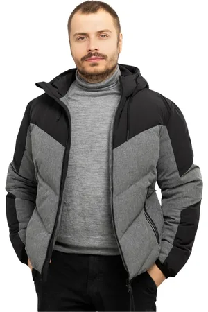 EA7 Jassen, Heren, Grijs, M, Polyester, Gewatteerde Jas met Capuchon