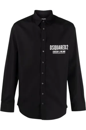 Dsquared2 Overhemden, Heren, Zwart, S, Geruit Zwart Poplin Overhemd
