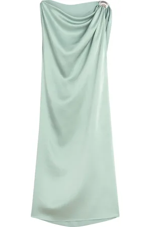 Lanvin Kleedjes, Dames, Groen, S, Gedrapeerde jurk met Arpège ringdetail