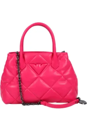 Emporio Armani Tassen, Dames, Roze, ONE Size, Polyester, Gewatteerde Shopper met Adelaar Logo