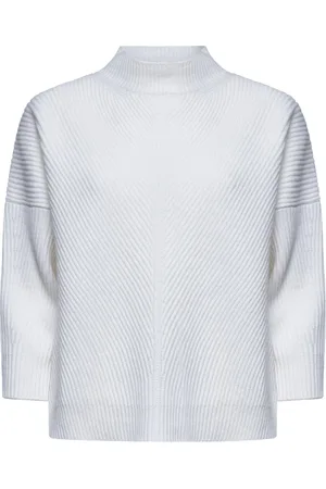 Max Mara Truien, Dames, Wit, L, Wol, Eles Mock Neck Trui