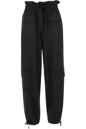 Ganni Broeken, Dames, Zwart, S, Satijn, Zwarte Satijnen Broek met Zakken