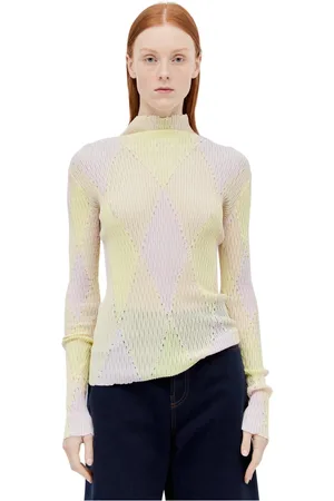 Burberry Truien, Dames, Veelkleurig, XS, Katoen, Argyle High-Neck Trui
