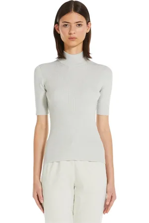 Max Mara Truien, Dames, Grijs, XS, Slim Fit Viscose Lurex Trui