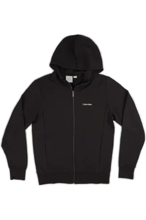 Calvin Klein Sweatshirts & Hoodies, Heren, Zwart, S, Katoen, Hoodies met rits Micrologo