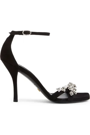 Stuart Weitzman Schoenen, Dames, Zwart, 40 1/2 EU, Suède, Crystal-Embellished Nudist Vow Sandal