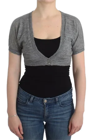 ERMANNO SCERVINO Truien, Dames, Grijs, S, Wol, Grijze Alpaca Wollen Bolero Jas