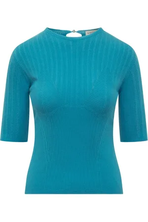 Lanvin Blouses & Shirts, Dames, Blauw, S, Top met korte mouwen