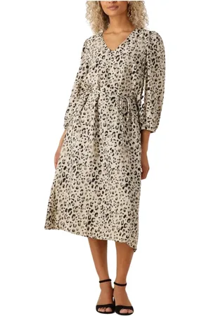 Moss Copenhagen Kleedjes, Dames, , S, Elegante midi jurk met 3/4 mouwen