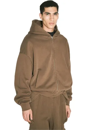 Entire Studios Sweatshirts & Hoodies, Heren, Bruin, M, Katoen, Washed Cotton-Fleece Hooded Sweatshirt