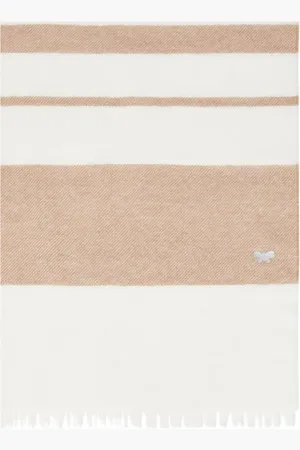 Max Mara Accessoires, Dames, , ONE Size, Wol, Gestreept wollen sjaal met vlinderdetail