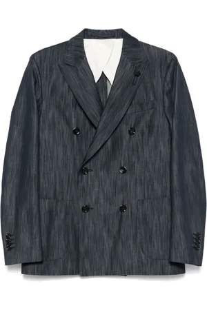 LARDINI Jassen, Heren, Blauw, XL, Katoen, Double-Breasted Jas met Pruisisch Blauwe Knopen