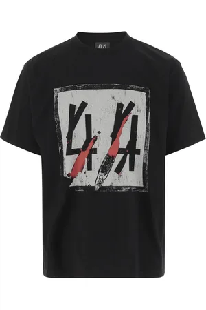 44 Label Group Tops, Heren, Zwart, L, Katoen, T-shirt met logo-print van katoen met ronde hals