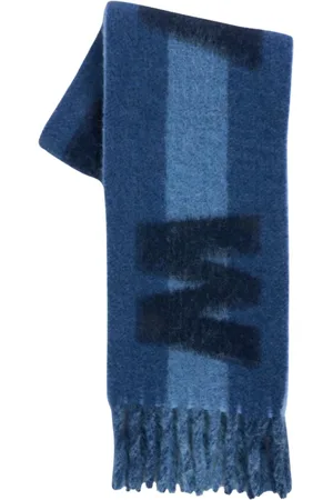 Marni Accessoires, Heren, Blauw, ONE Size, Wol, Gestreept wollen sjaal lichtblauw