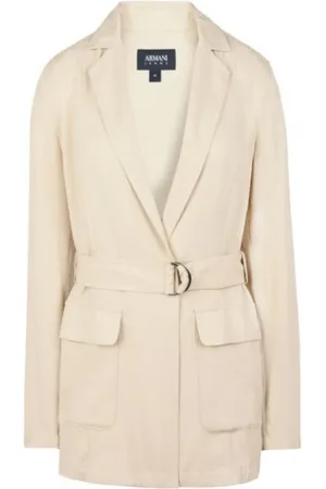 Emporio Armani Mantels, Dames, , M, Belted Lyocell Jas